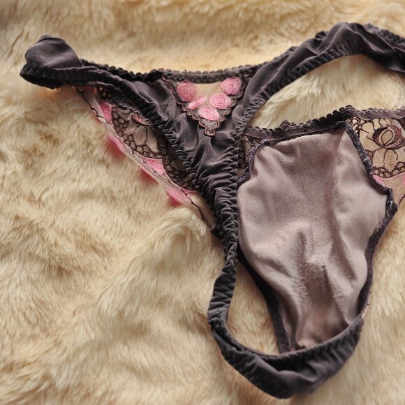 !pcs Acousma Vintage Nylon Embroidery Floral Cute Thong - Picture 5 of 15